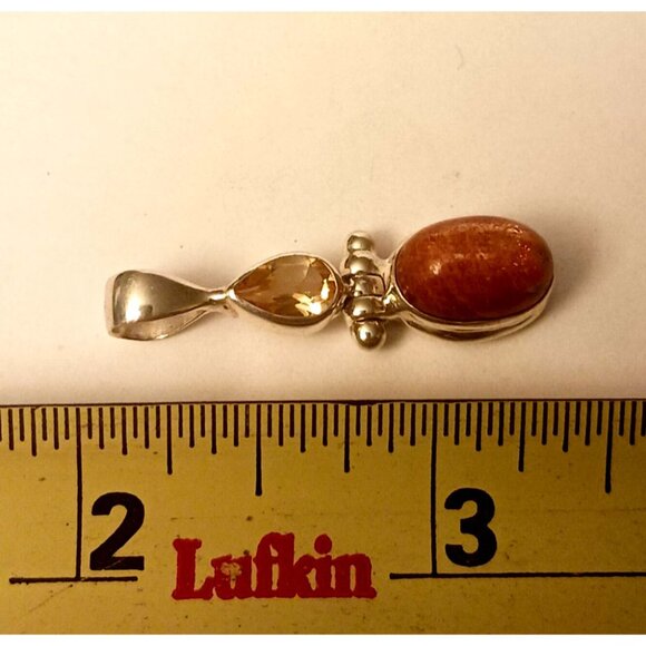 Sunstone and Citrine Sterling Silver hinged Pendant (1604) - Picture 3 of 6